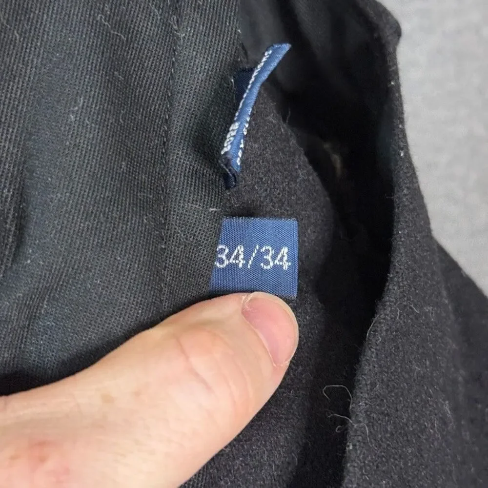 Vtg Polo Ralph Lauren Dress Pants Mens 34x34 Black Straight Fit Flannel Wool